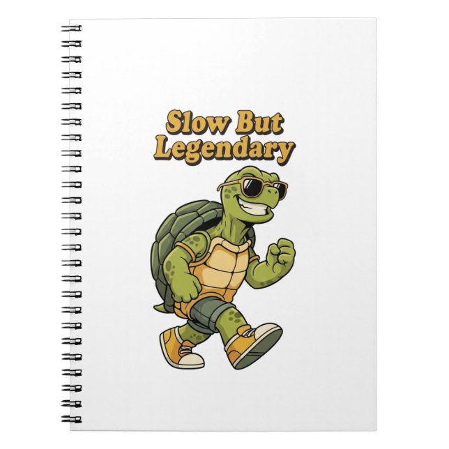 Retro Turtle Slow Living Lined Notebook (Front)