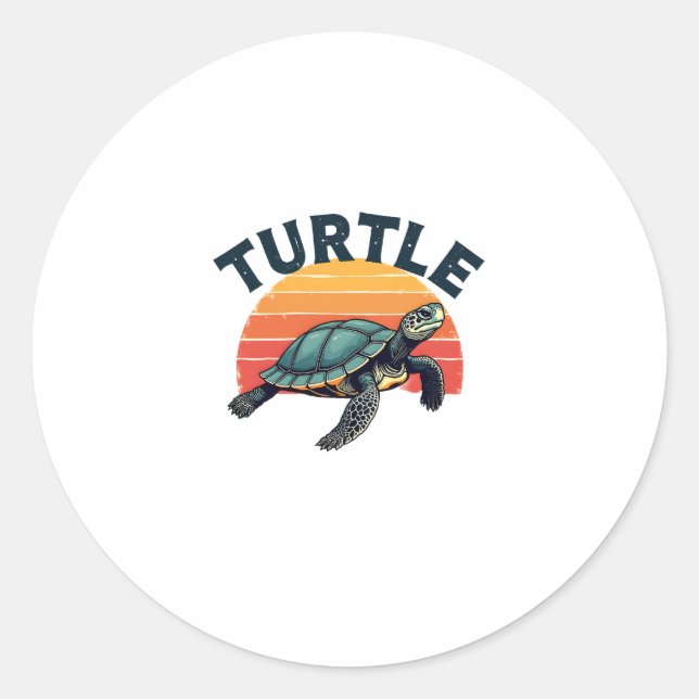 Retro Turtle T-Shirt Classic Round Sticker (Front)