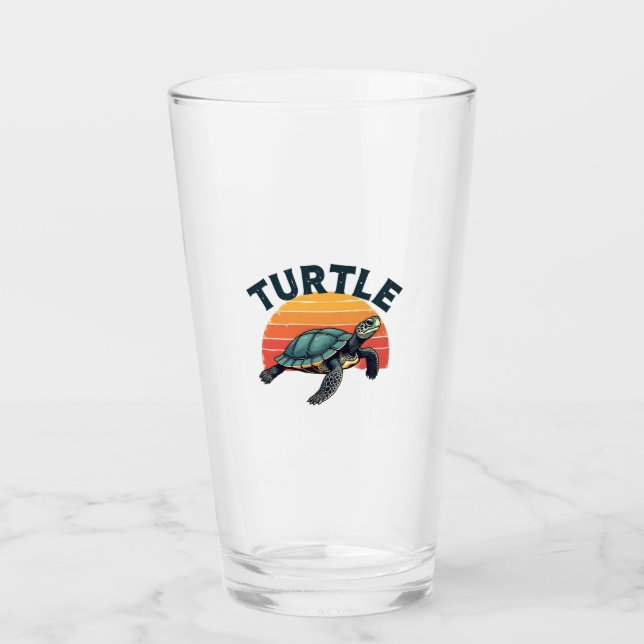 Retro Turtle T-Shirt Glass (Front)
