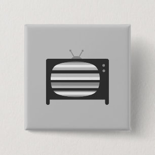Retro TV 15 Cm Square Badge