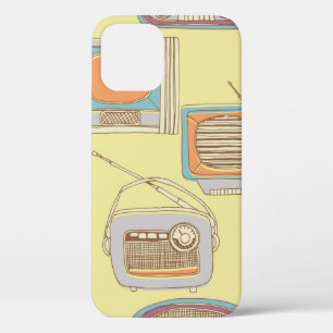 retro tv and radio. seamless pattern iPhone 12 case