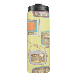 retro tv and radio. seamless pattern thermal tumbler