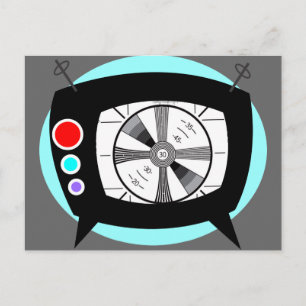 Retro TV and Test Pattern Postcard
