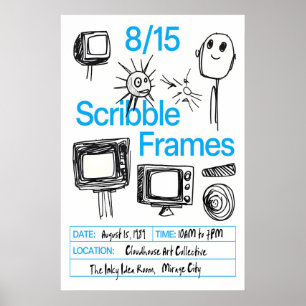 Retro TV Doodle Art Print Scribble Frames Poster