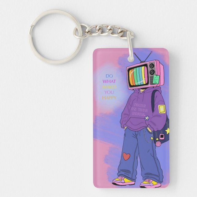 Retro tv dopamine key ring (Front)