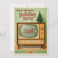 Retro TV Holiday Christmas Party Invitation
