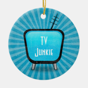 Retro TV Junkie Ceramic Ornament