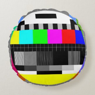 Retro TV no signal illustration. Round Cushion