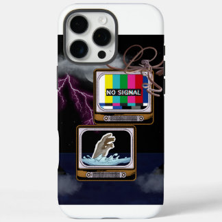 Retro TV No Signal Ocean Storm Surreal Art iPhone 16 Pro Max Case