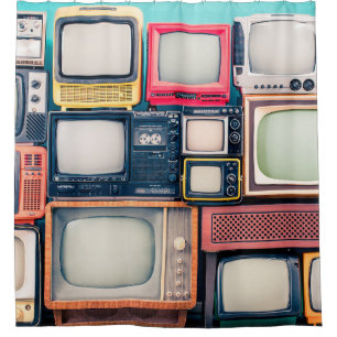 Retro TV receivers set from circa 60s, 70s and 80s Shower Curtain