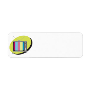 retro tv television return address label