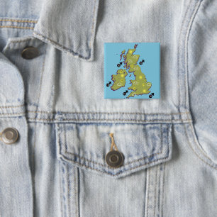 Retro TV Weather Map of the British Isles. 15 Cm Square Badge
