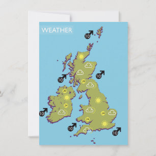Retro TV Weather Map of the British Isles. Invitation