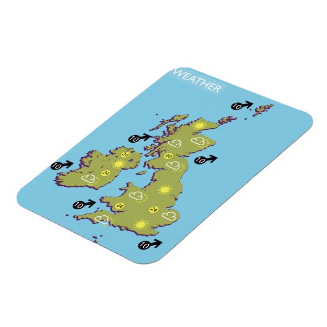 Retro TV Weather Map of the British Isles. Magnet (Left Side)