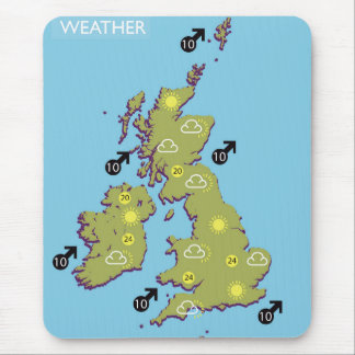 Retro TV Weather Map of the British Isles. Mouse Pad
