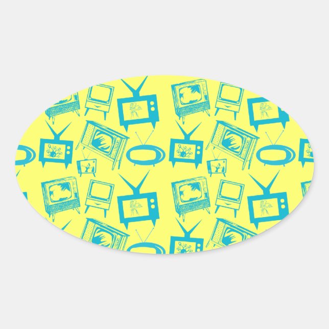 Retro TVs Oval Sticker (Front)
