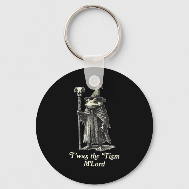 Retro T'was The tism M'lord Funny Witch Frog Graph Key Ring (Front)