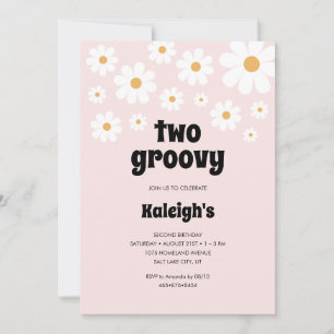Retro Two Groovy 70's Style Birthday Invitation