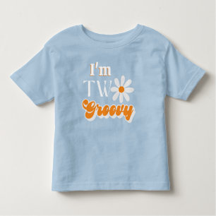 Retro Two Groovy Boys 2nd Birthday Toddler T-Shirt