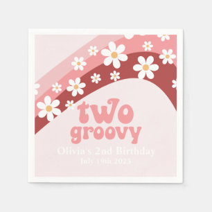 Retro Two Groovy daisy boho floral 2nd birthday Na Napkin