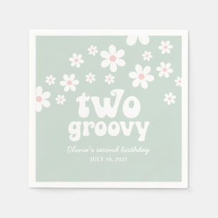 Retro Two Groovy daisy boho floral second birthday Napkin