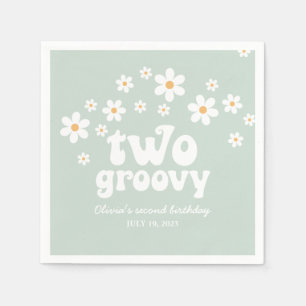 Retro Two Groovy daisy boho floral second birthday Napkin