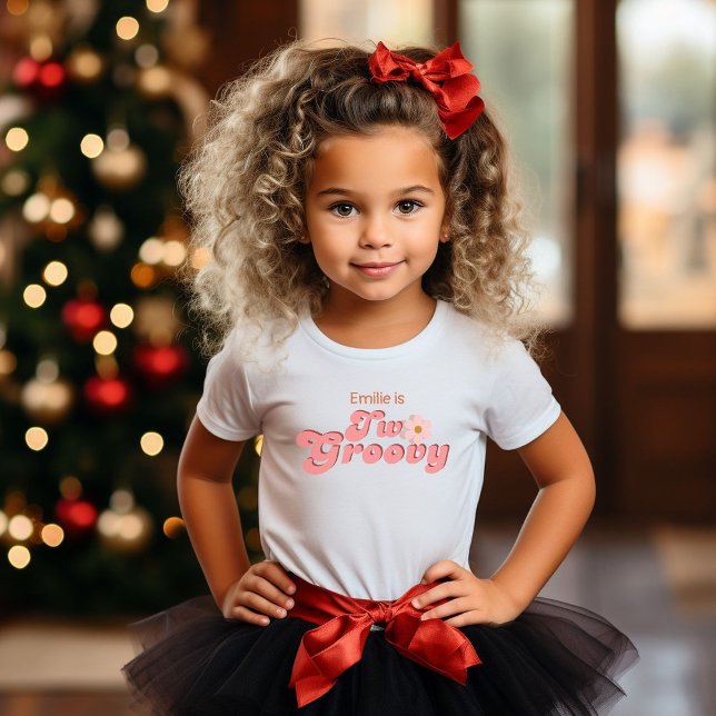 Retro two Groovy  Daisy Flower Birthday Party Baby T-Shirt (Creator Uploaded)