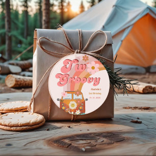 Retro two Groovy Daisy Flower Birthday Party Favour Tags