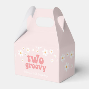Retro two Groovy Pink Daisy Favour Box