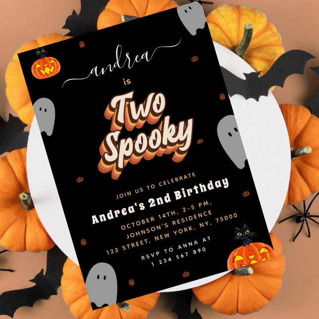 Retro Two Spooky 2nd Birthday Invite (Creator Uploaded)