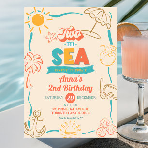 Retro Two The Sea 2nd Birthday Invitation