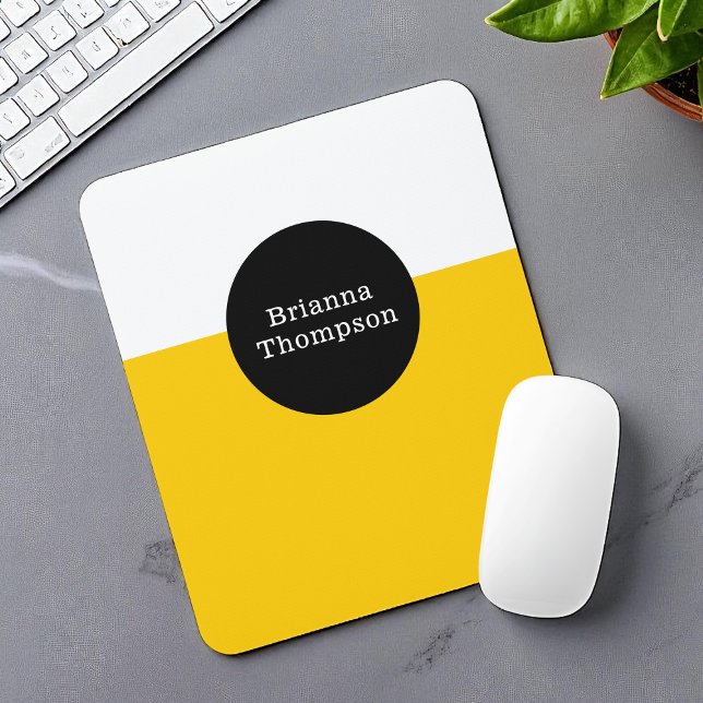 Retro Two Tone Colour Block Deep Yellow Mouse Pad (Creator Uploaded)