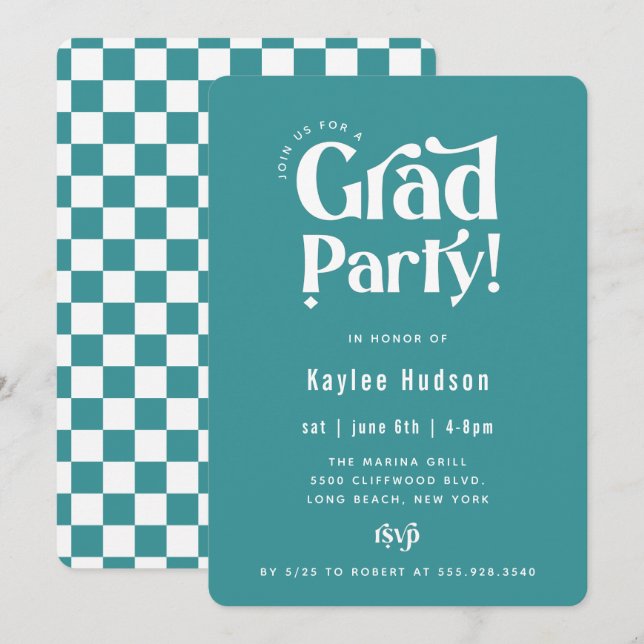 Retro Type Graduation Party Invitation (Front/Back)