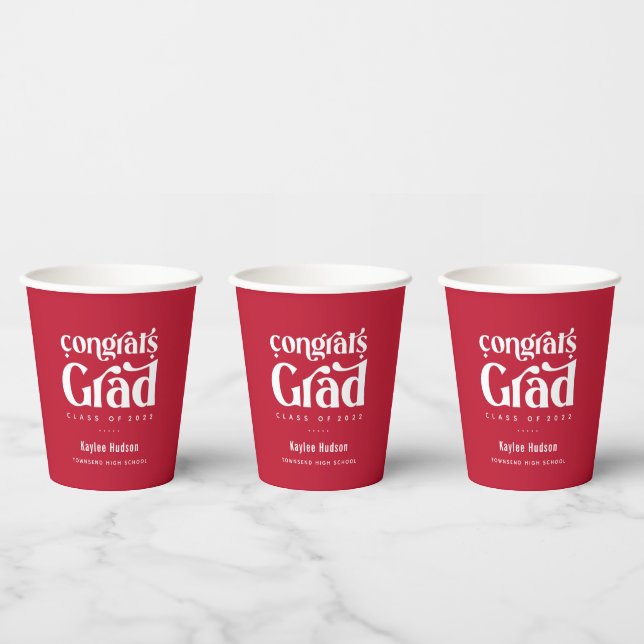 Retro Type Graduation Party Paper Cups (Multi)