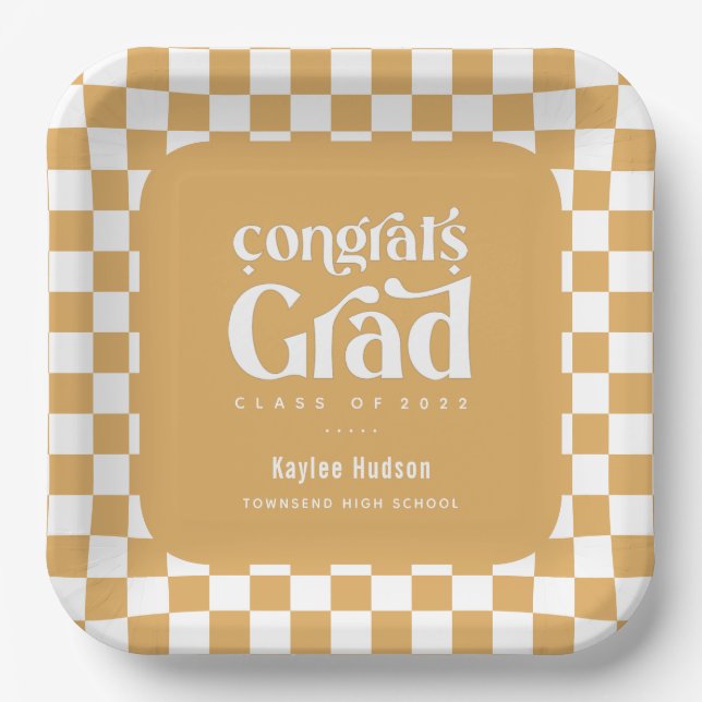 Retro Type Graduation Party Paper Plate (Front)