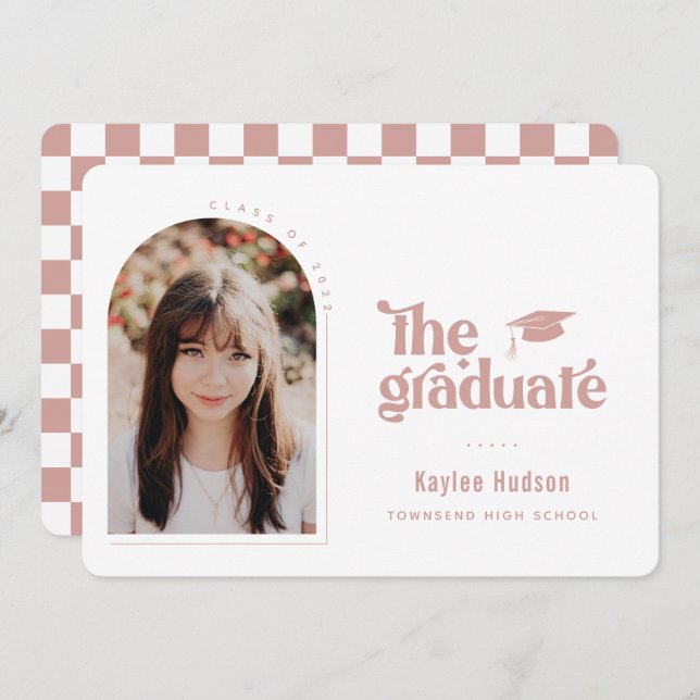 Retro Type Graduation Photo Announcement (Front/Back)