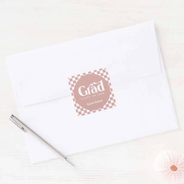 Retro Type Graduation Square Sticker (Envelope)