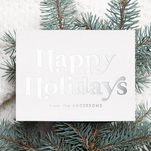 Retro Type Happy Holidays Non-Photo Silver Foil Holiday Postcard