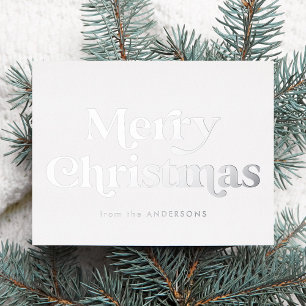 Retro Type Merry Christmas Non-Photo Silver Foil Holiday Postcard