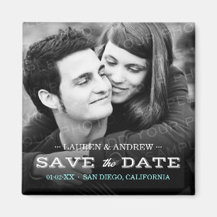 Retro Type Photo Personalised Save the Date Magnet