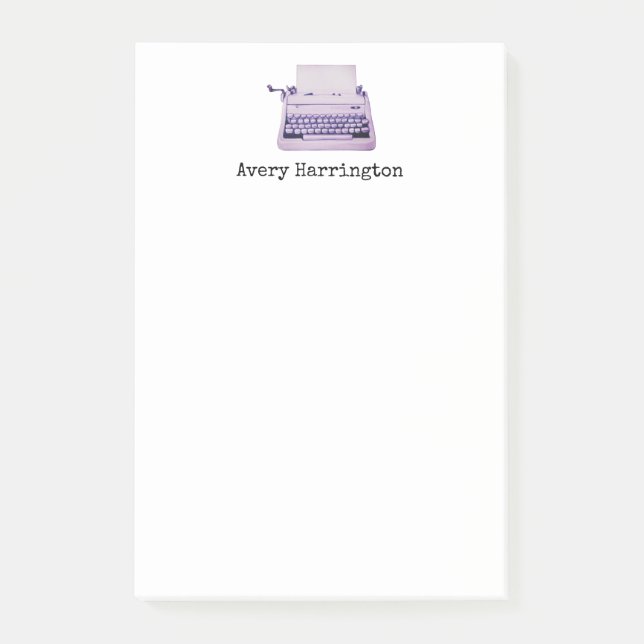 Retro Typewriter Personalised Dark Academia Post-it Notes (Front)