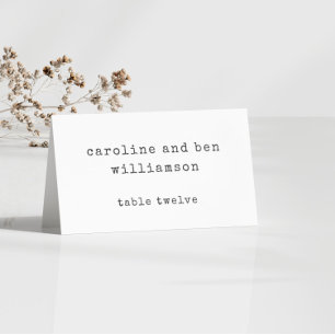 Retro Typewriter White Custom Wedding Escort Card