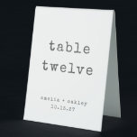 Retro Typewriter White Custom Wedding Number<br><div class="desc">Minimalist Retro Typewriter Black and White Custom Wedding Table Number Tent Sign</div>