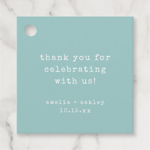 Retro Typewriter White Custom Wedding Thank You Favour Tags