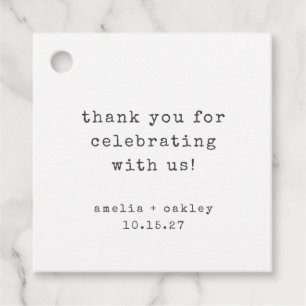 Retro Typewriter White Custom Wedding Thank You Favour Tags
