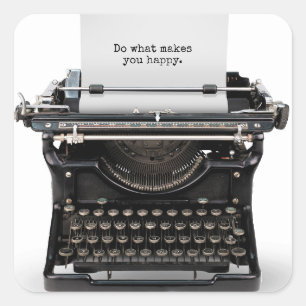 retro typewriter with Inspirational quote Square Sticker