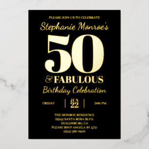 Retro Typography 50 & Fabulous Black and Gold