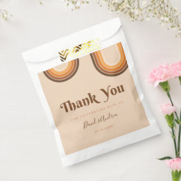 Retro Typography 70s Rainbow Thank You Wedding Fav Favour Bag