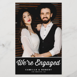 Retro Typography Black Engagement Announcement