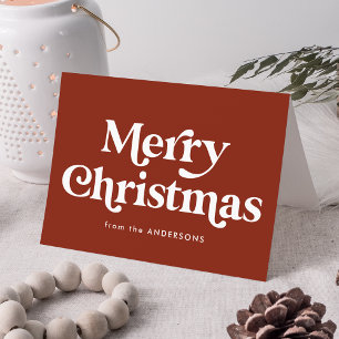 Retro Typography Brown Merry Christmas Non-Photo Holiday Card
